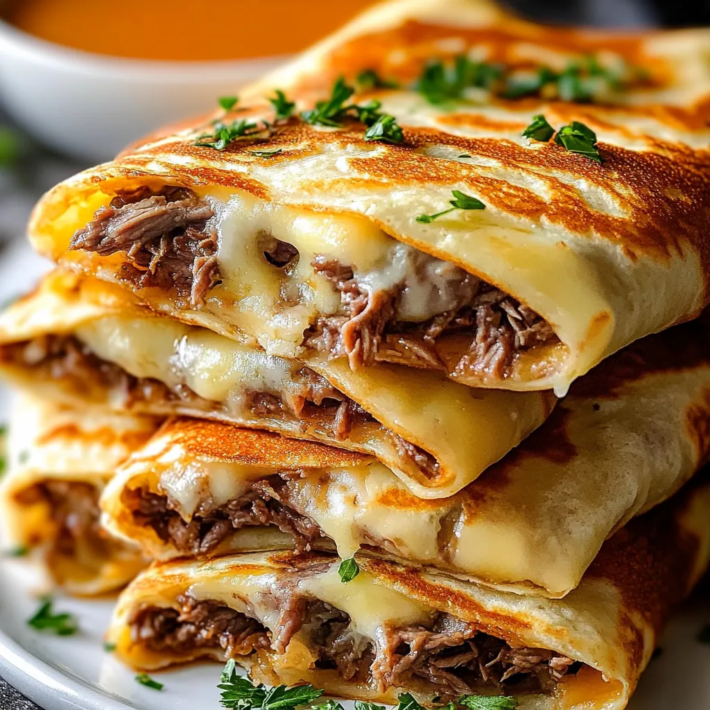 French dip tortilla roll ups.