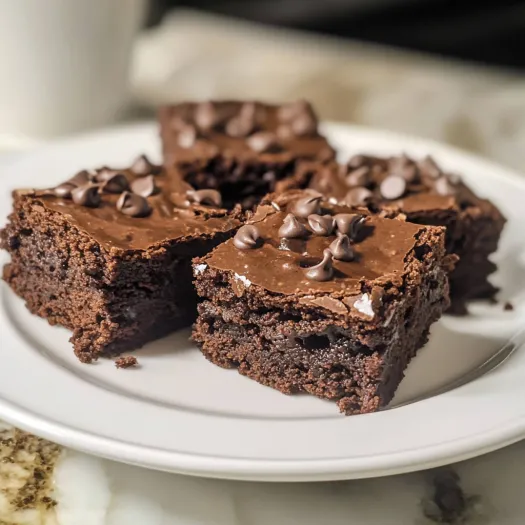 A plate of homemade brownies.