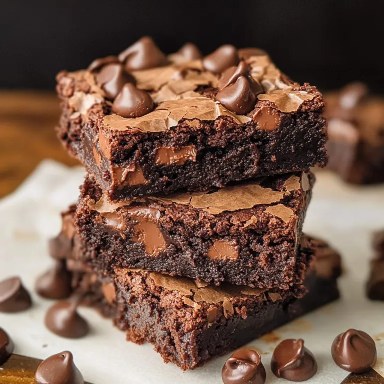 Three pieces of homemade brownies.