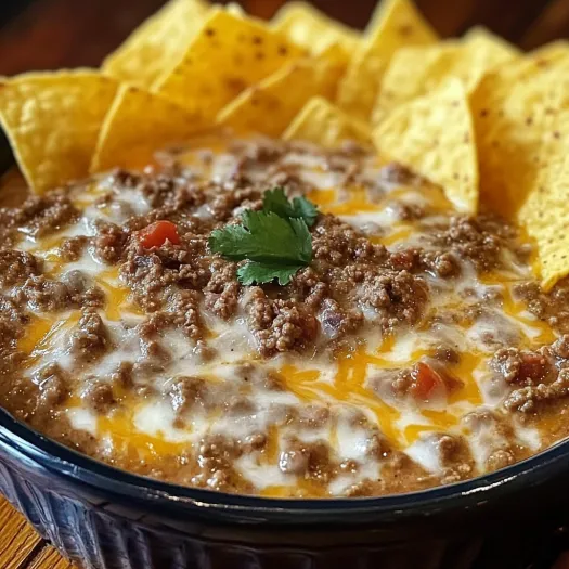 A bowl of meaty texas trash dip.