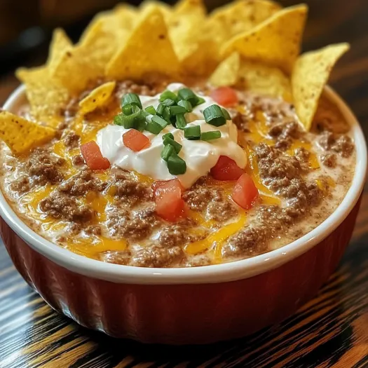A bowl of Meaty Texas Trash Dip.