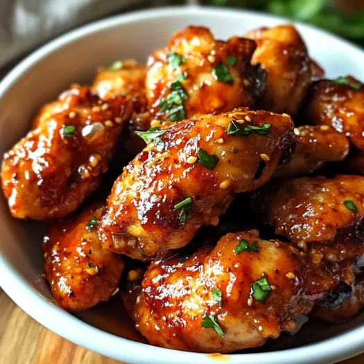 A bowl of chicken with sauce.