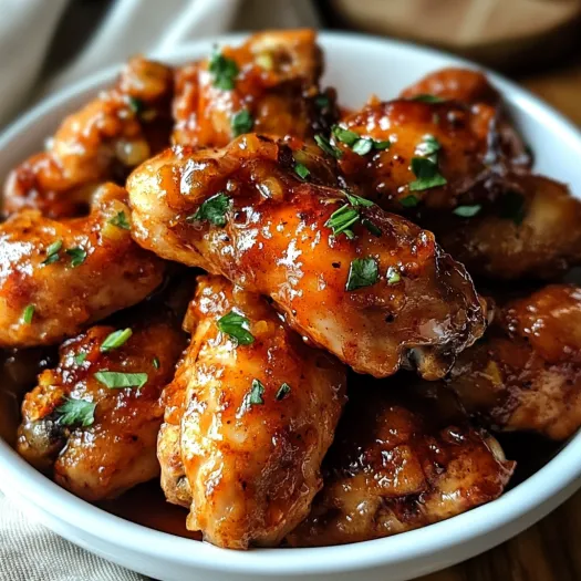 A bowl of chicken with sauce.
