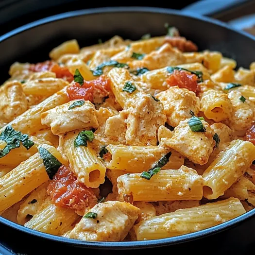 A bowl of creamy ricotta chicken pasta.