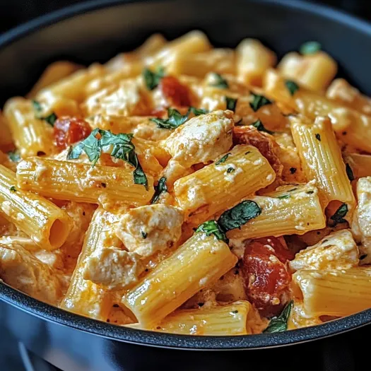 A bowl of creamy ricotta chicken pasta.