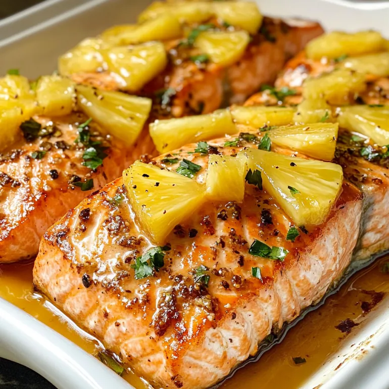 Baked Pineapple Salmon.