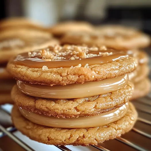 A stack of caramel cheesecake cookies.