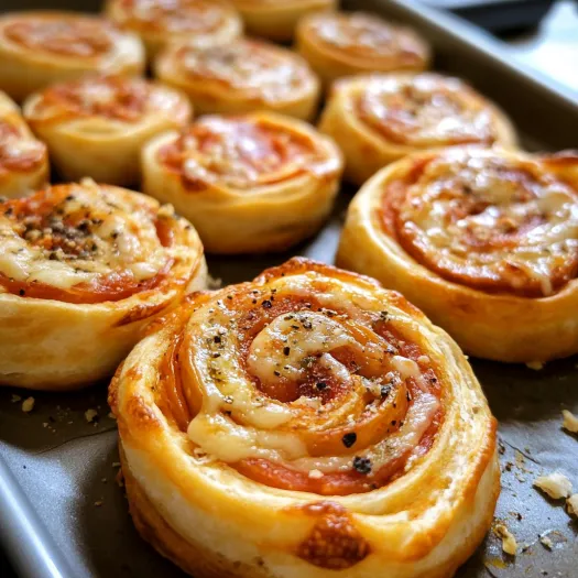 Pepperoni and Asiago Pizza Pinwheels.