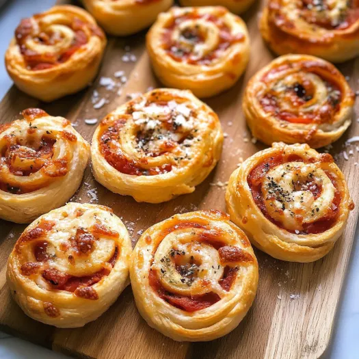 Pepperoni and Asiago Pizza Pinwheels.