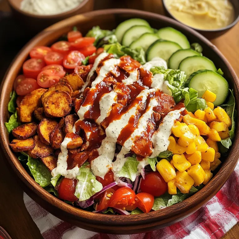 A bowl of BBQ Ranch Cobb Salad.