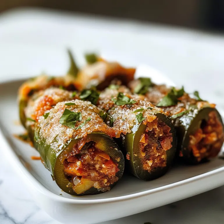 Stuffed jalapenos on a white plate.