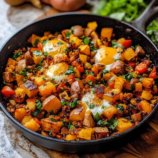 A delicious sweet potato breakfast hash.