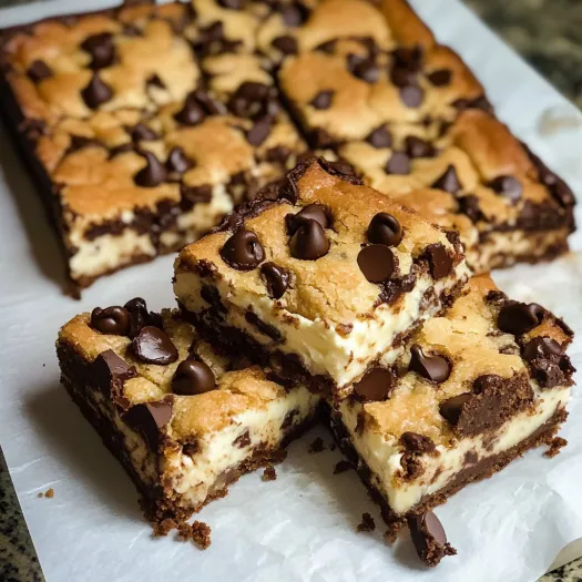 Chocolate chip keto cheesecake cookie bars.