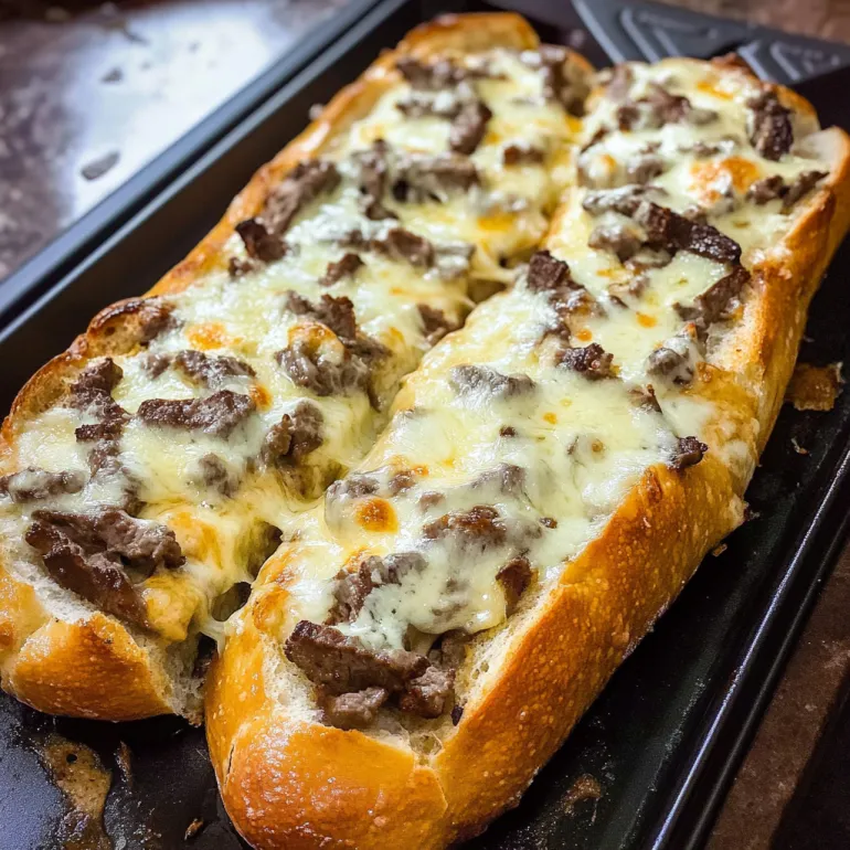 A cheesy bread with meat on top.