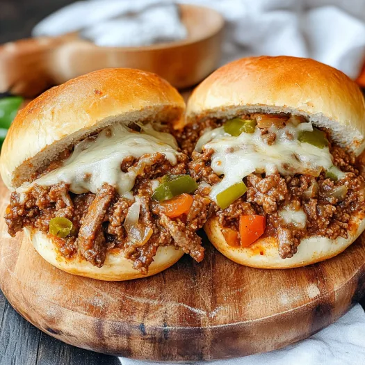 Two sandwiches with meat and cheese.