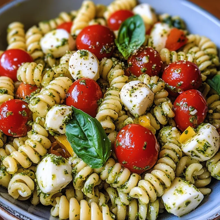 A bowl of pasta with tomatoes and basil.