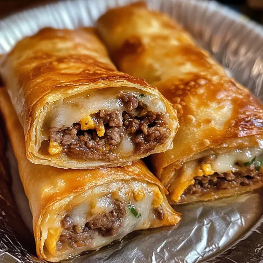 A plate of Philly Cheesesteak Egg Rolls.