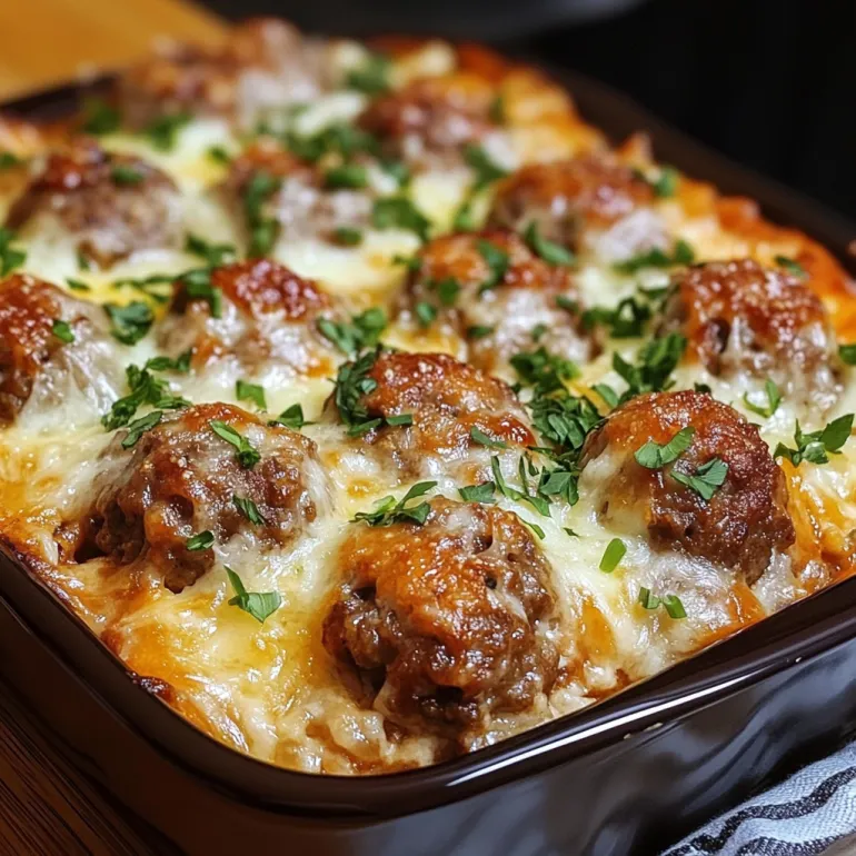 A pan of meatballs in a cheese sauce.