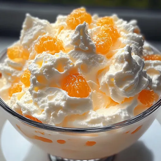 A bowl of cream filled with orange slices.