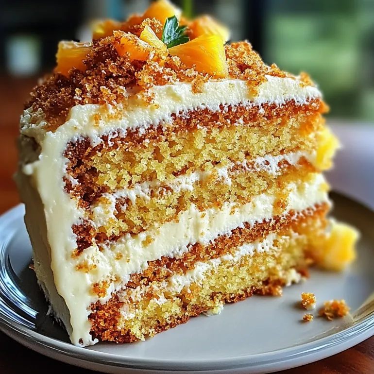 A slice of Hawaiian Carrot Pineapple Cake.
