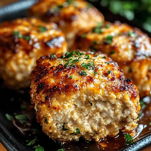 A plate of garlic Parmesan chicken meatloaves.