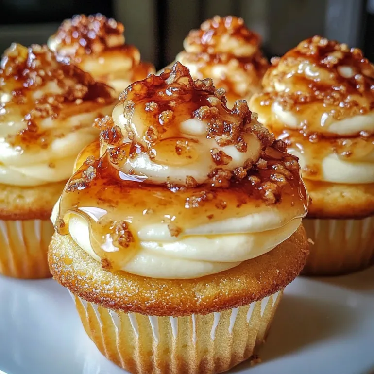 Vanilla bean crème brûlée cheesecake cupcakes.