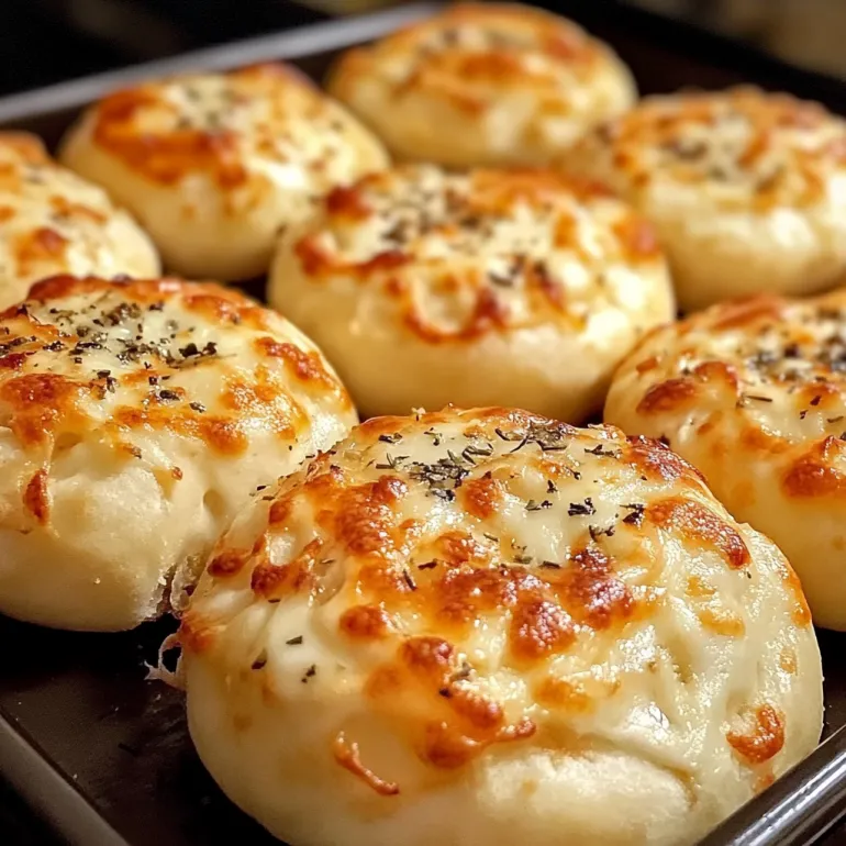 A pan of cheese and herb stuffed breadsticks.