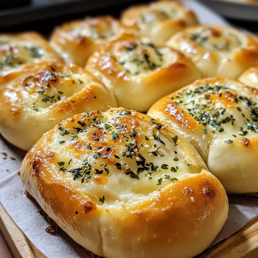 A tray of garlic bread with white cheese.