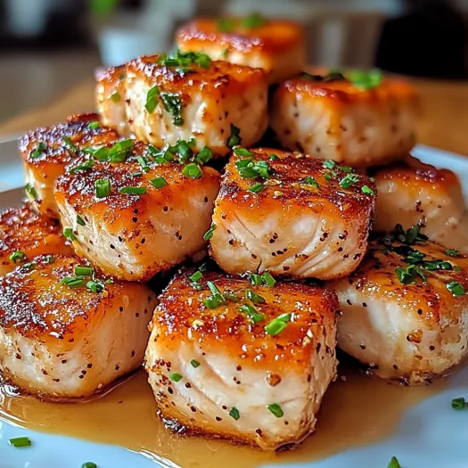 Crispy bang bang salmon bites on a plate.