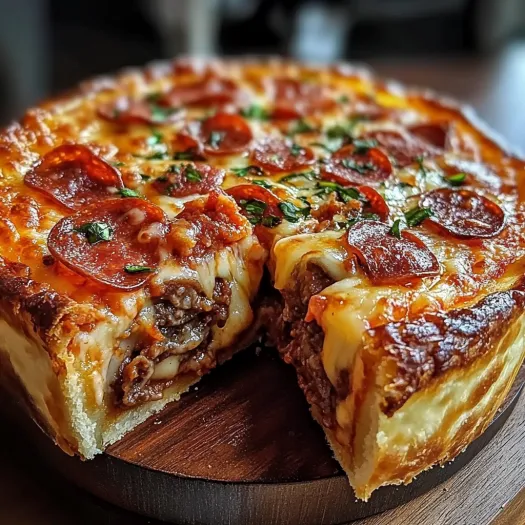 A slice of deep-dish pizza pie.