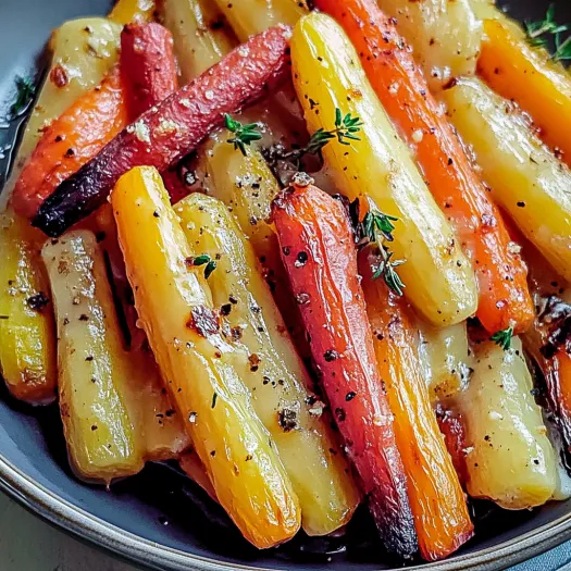 A bowl of honey roasted carrots.