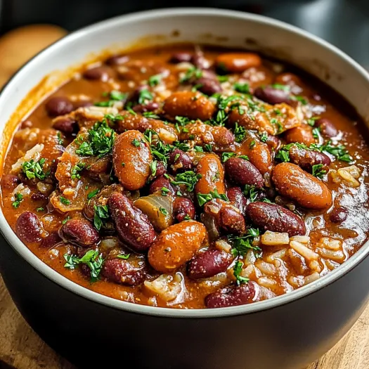 A bowl of red beans and rice.