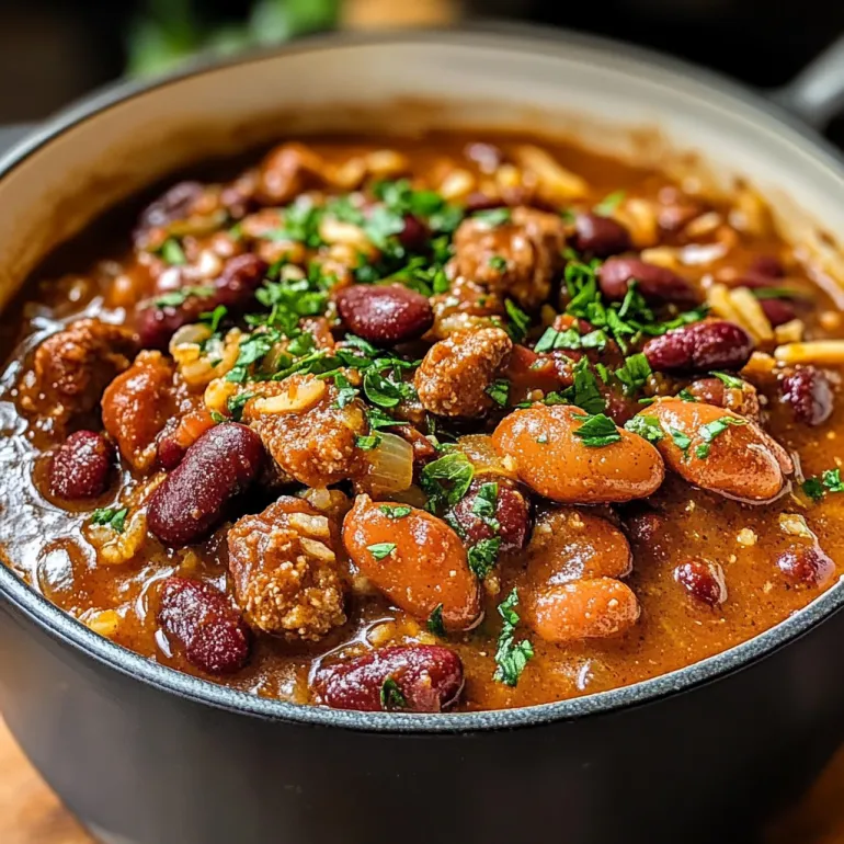 A bowl of red beans and rice.