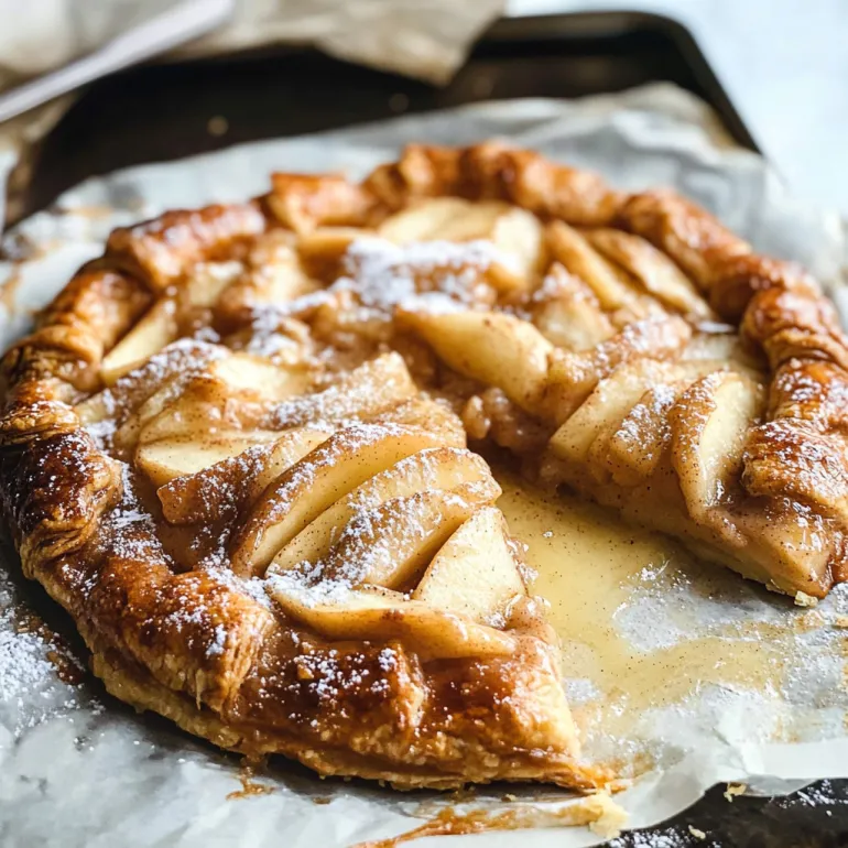 A slice of a cinnamon apple galette.