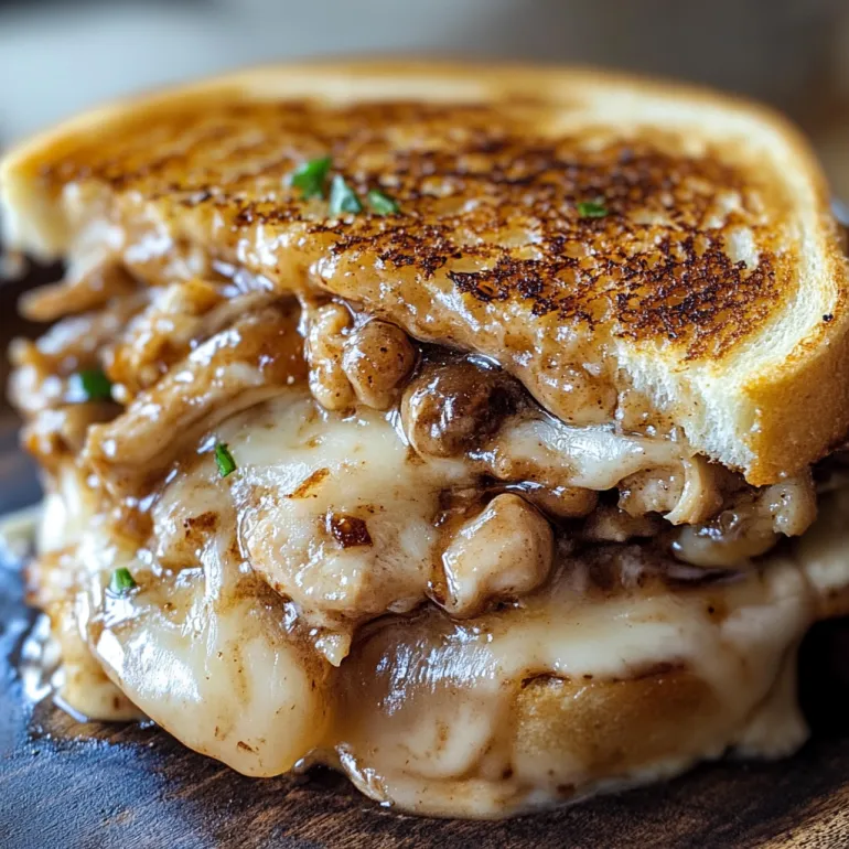 A grilled cheese sandwich with BBQ chicken.