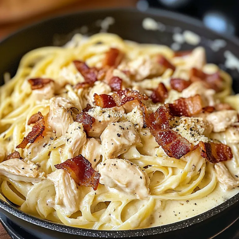 A bowl of chicken bacon ranch pasta.