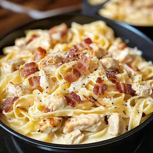 A bowl of chicken bacon ranch pasta.