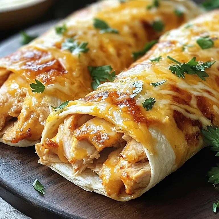 A plate of easy cheesy garlic chicken wraps.