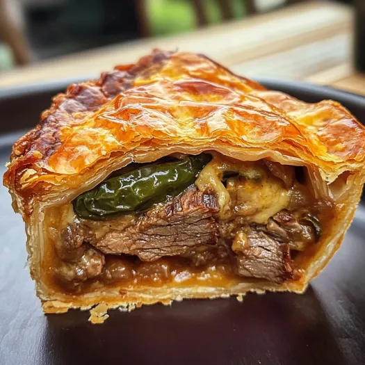 A slice of smoked brisket jalepeno cheddar pie.