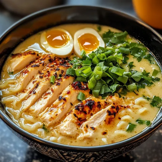 A bowl of ramen with chicken and egg.