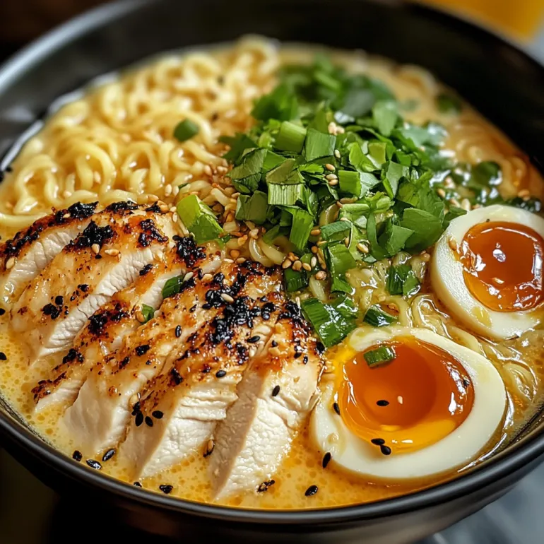 A bowl of ramen with chicken and egg.