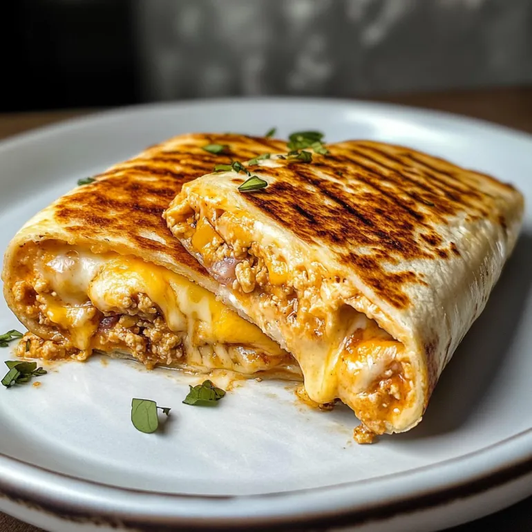 A delicious grilled cheese burrito.