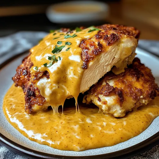A plate of chicken with sauce on it.