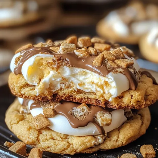 A cookie with chocolate and marshmallows on top.