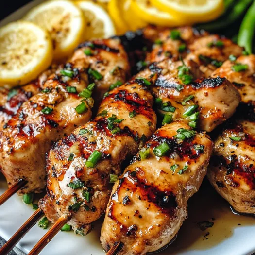 Grilled chicken breasts with lemon garlic.