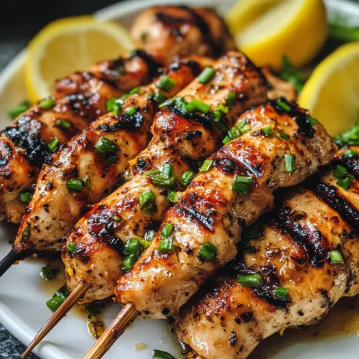 Grilled chicken breasts with lemon garlic.