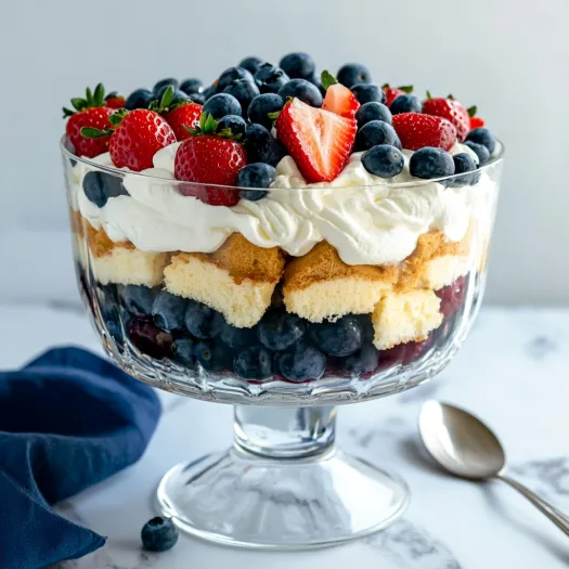 A red white and blue trifle.