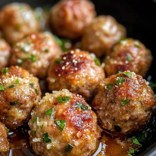 A plate of meatballs with sauce.