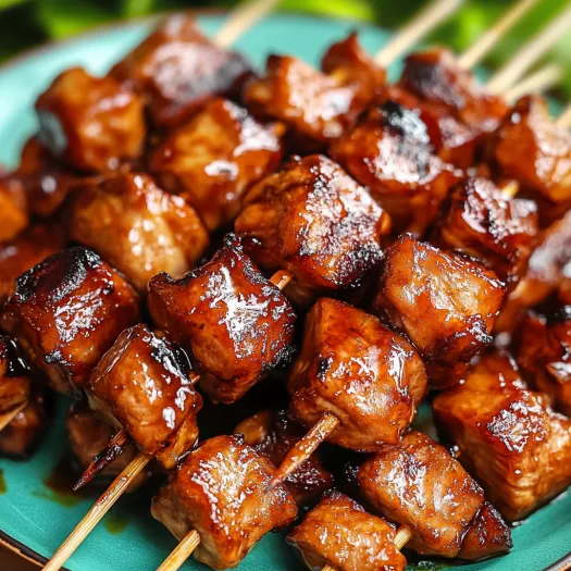 A plate of Filipino BBQ pork.