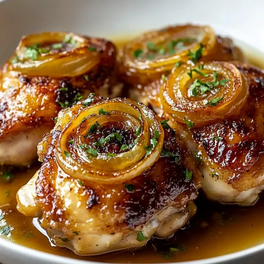 Chicken thighs with French onion dip.